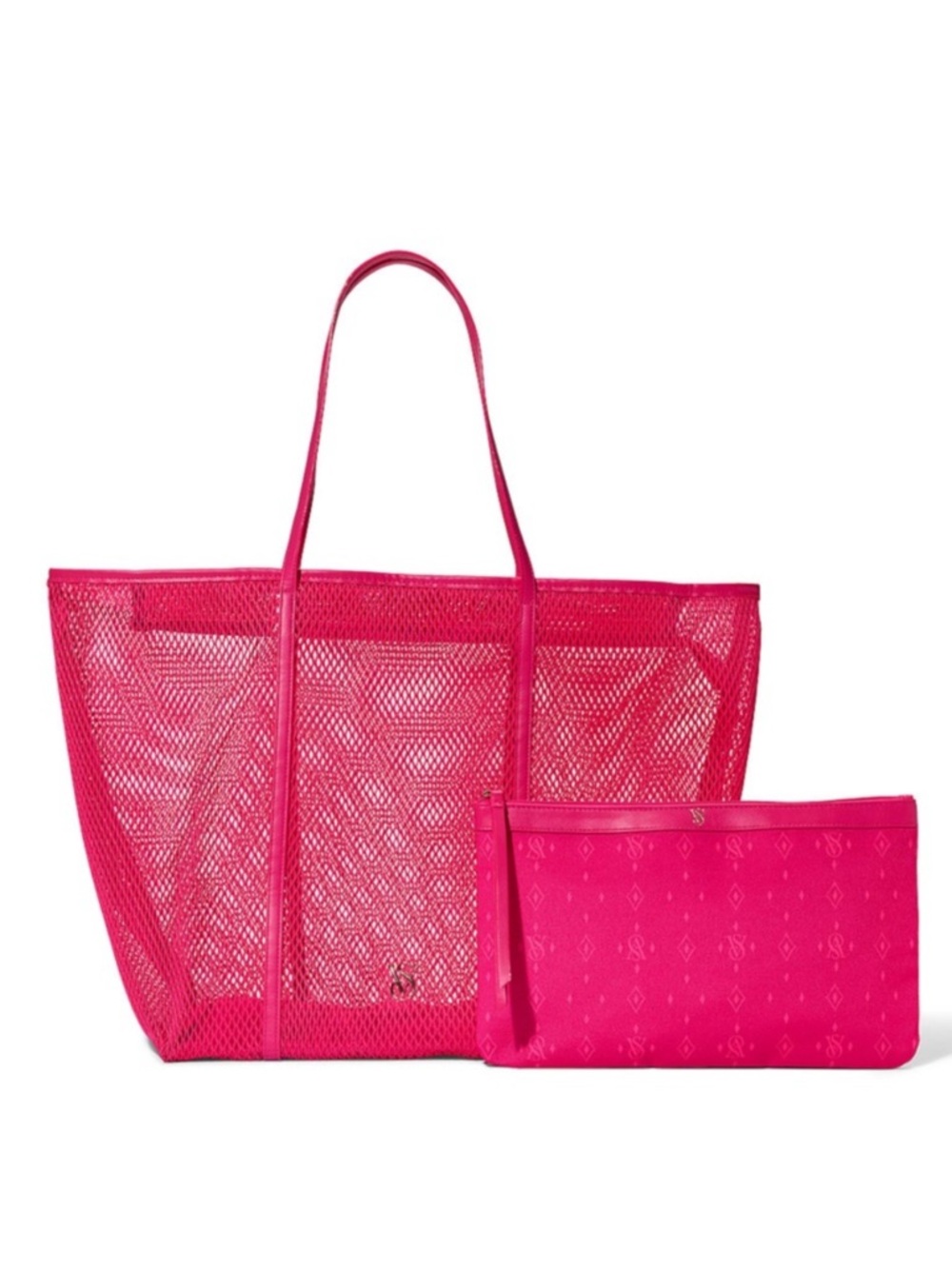 NWT Victoria’s Secret Hot Pink beach 🏖️ Mesh Tote Bag with Pouch